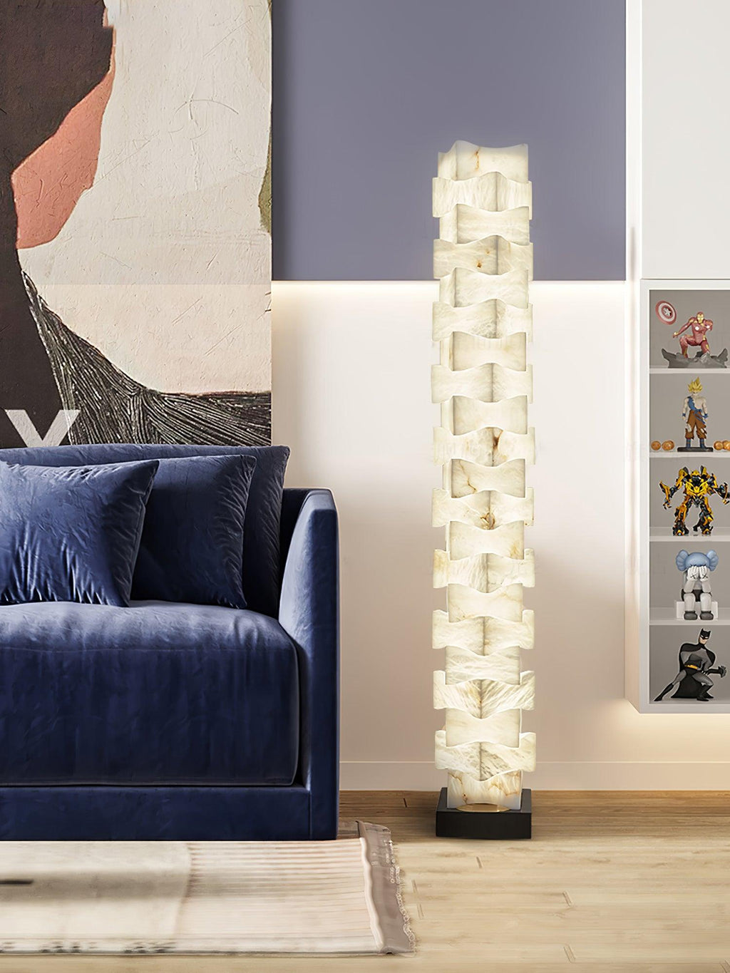 Alva Stacked Alabaster Floor Lamp