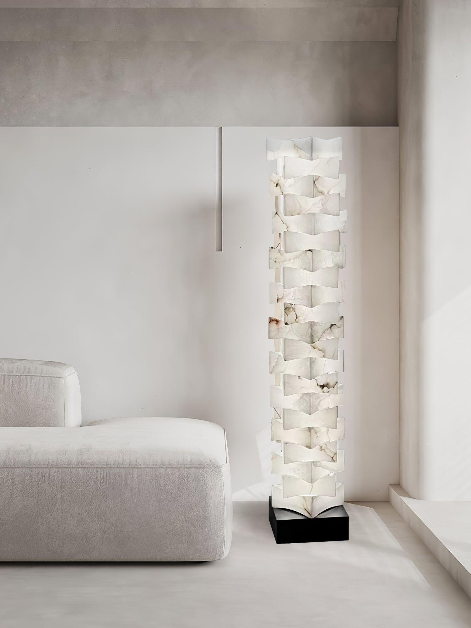 Alva Stacked Alabaster Floor Lamp