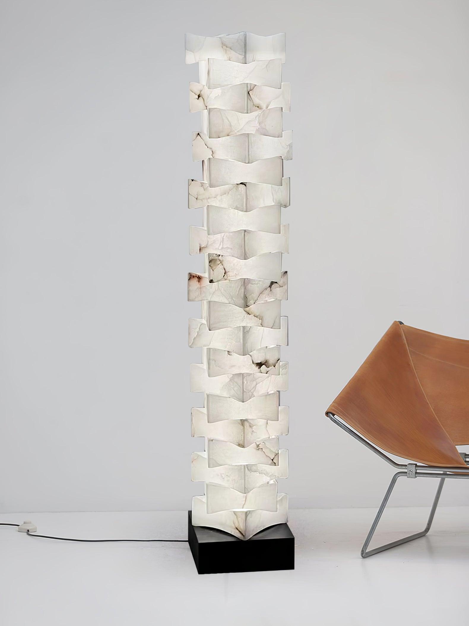 Alva Stacked Alabaster Floor Lamp