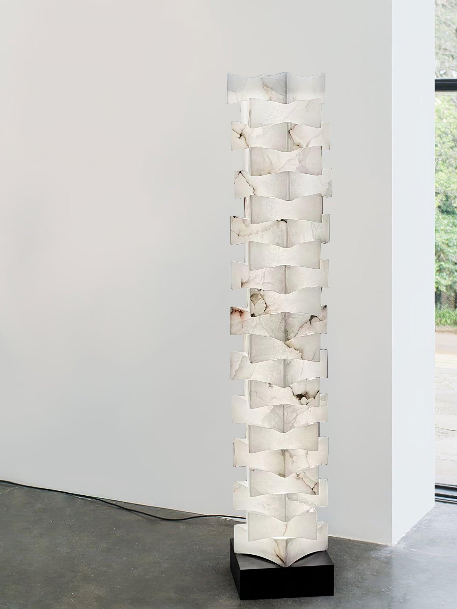 Alva Stacked Alabaster Floor Lamp
