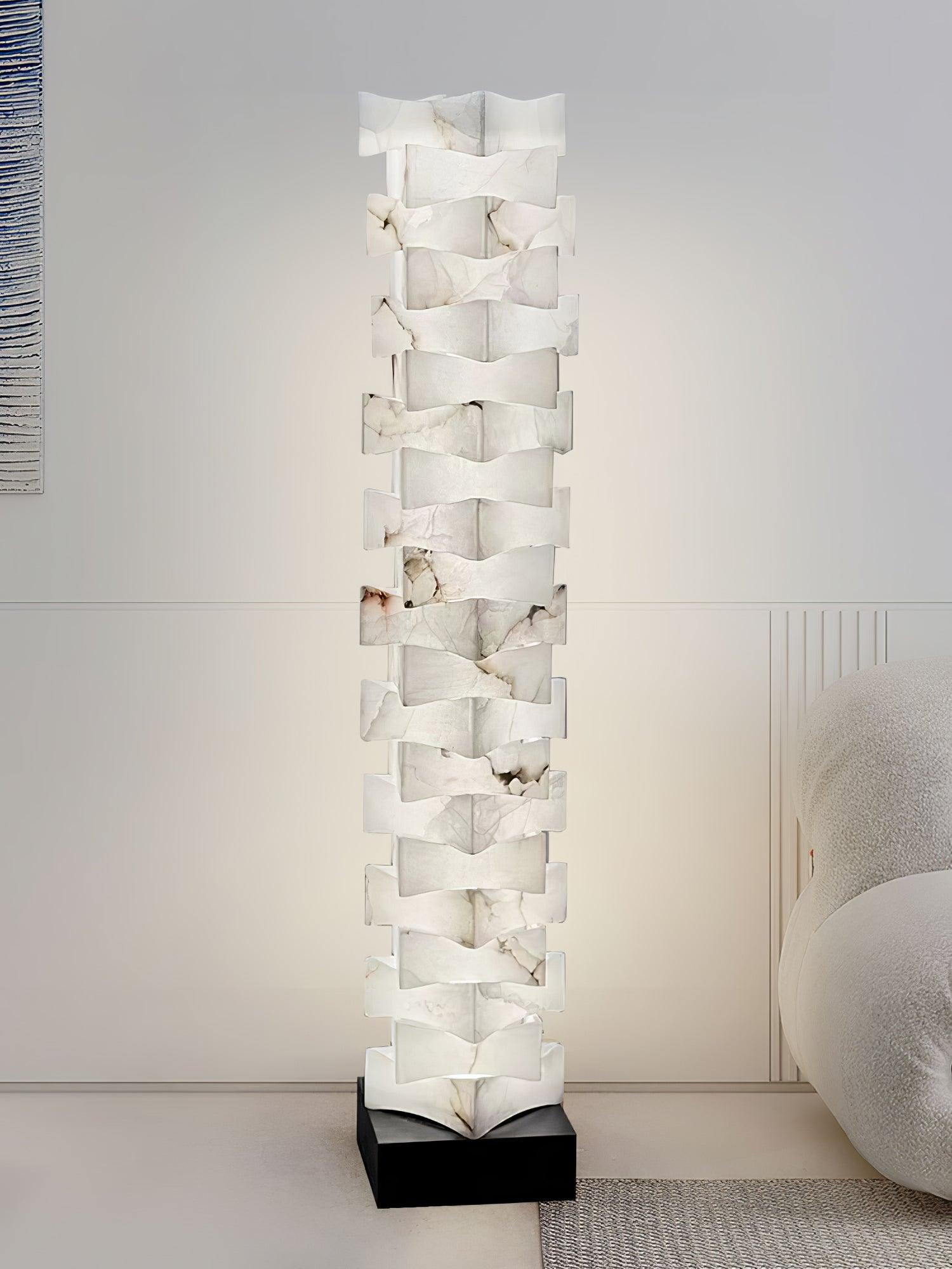 Alva Stacked Alabaster Floor Lamp