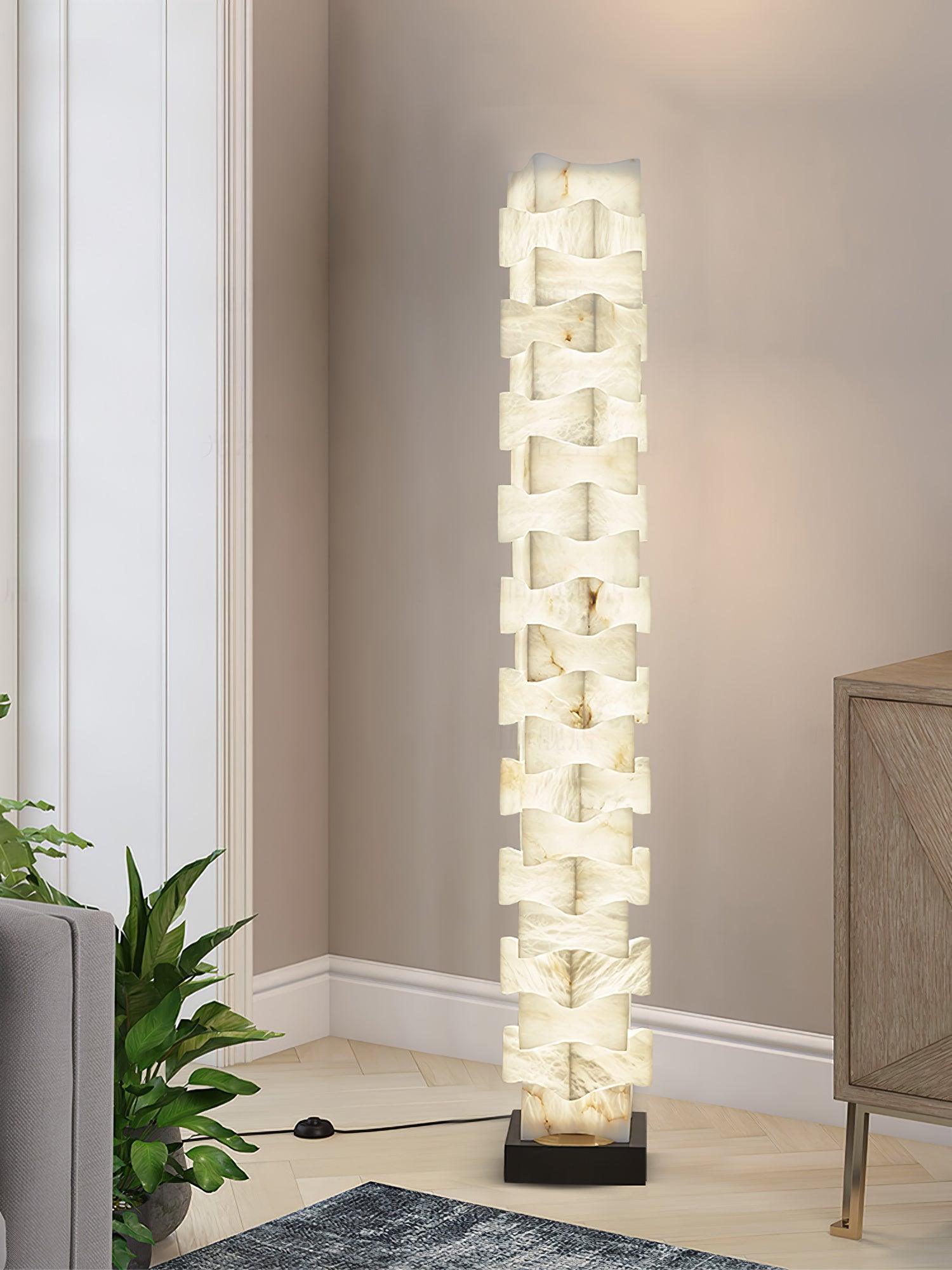 Alva Stacked Alabaster Floor Lamp