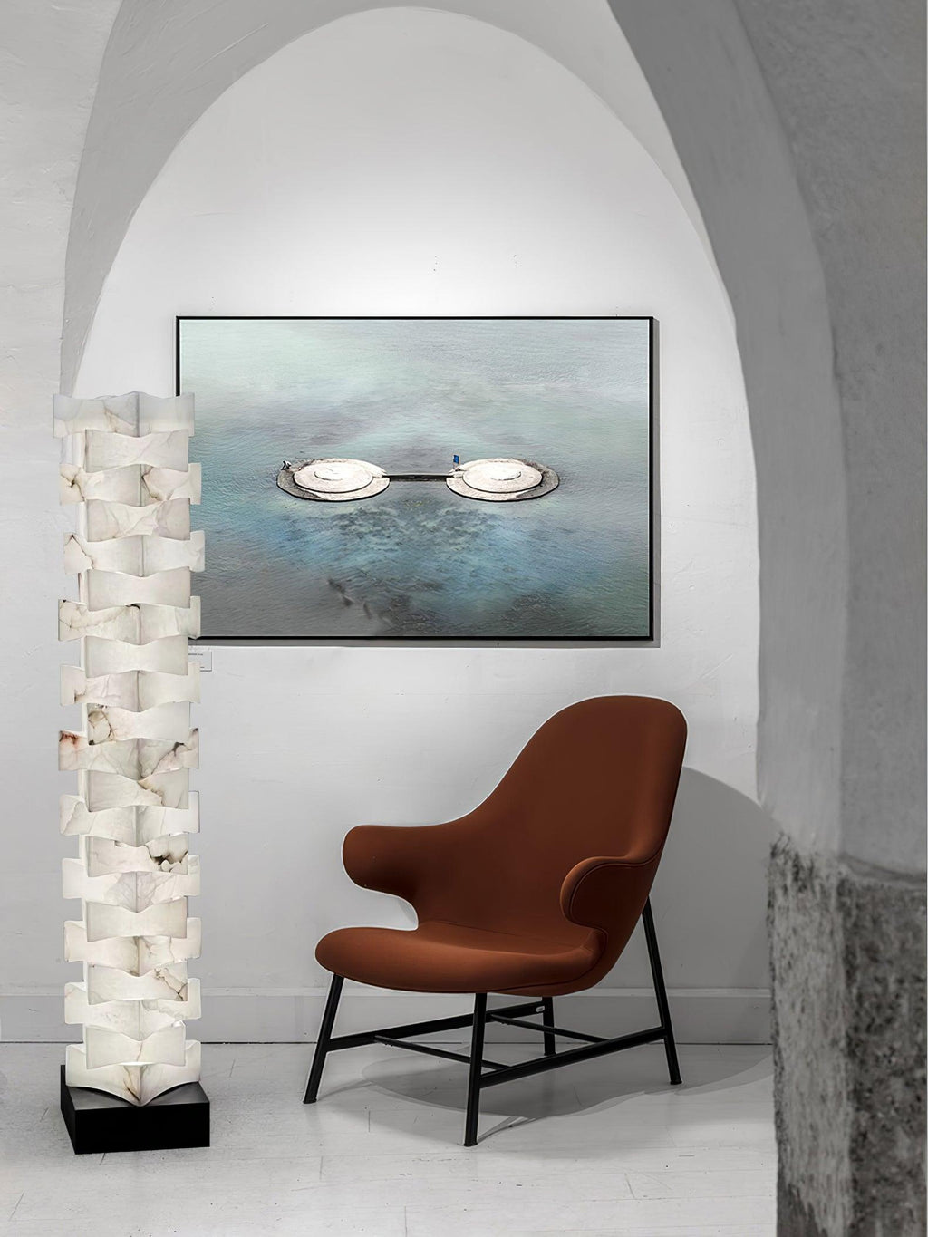 Alva Stacked Alabaster Floor Lamp