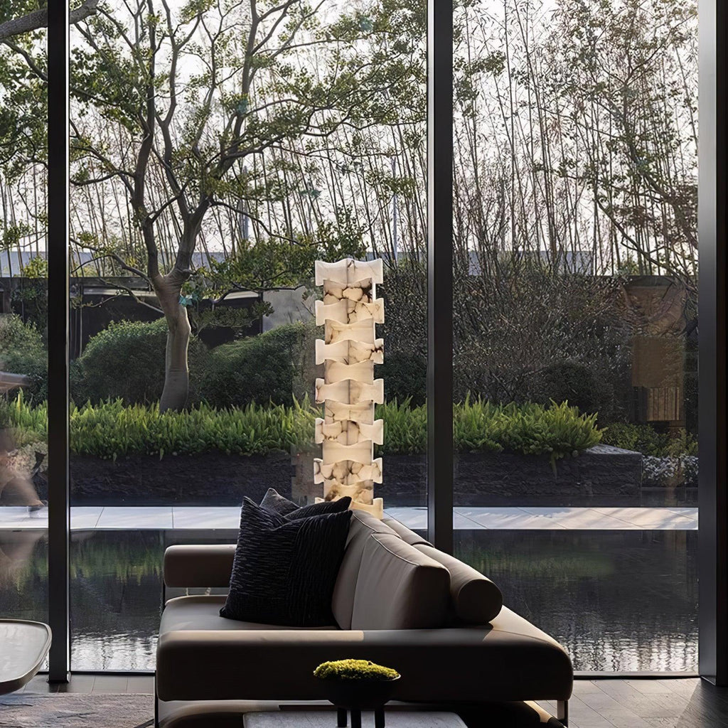 Alva Stacked Alabaster Floor Lamp