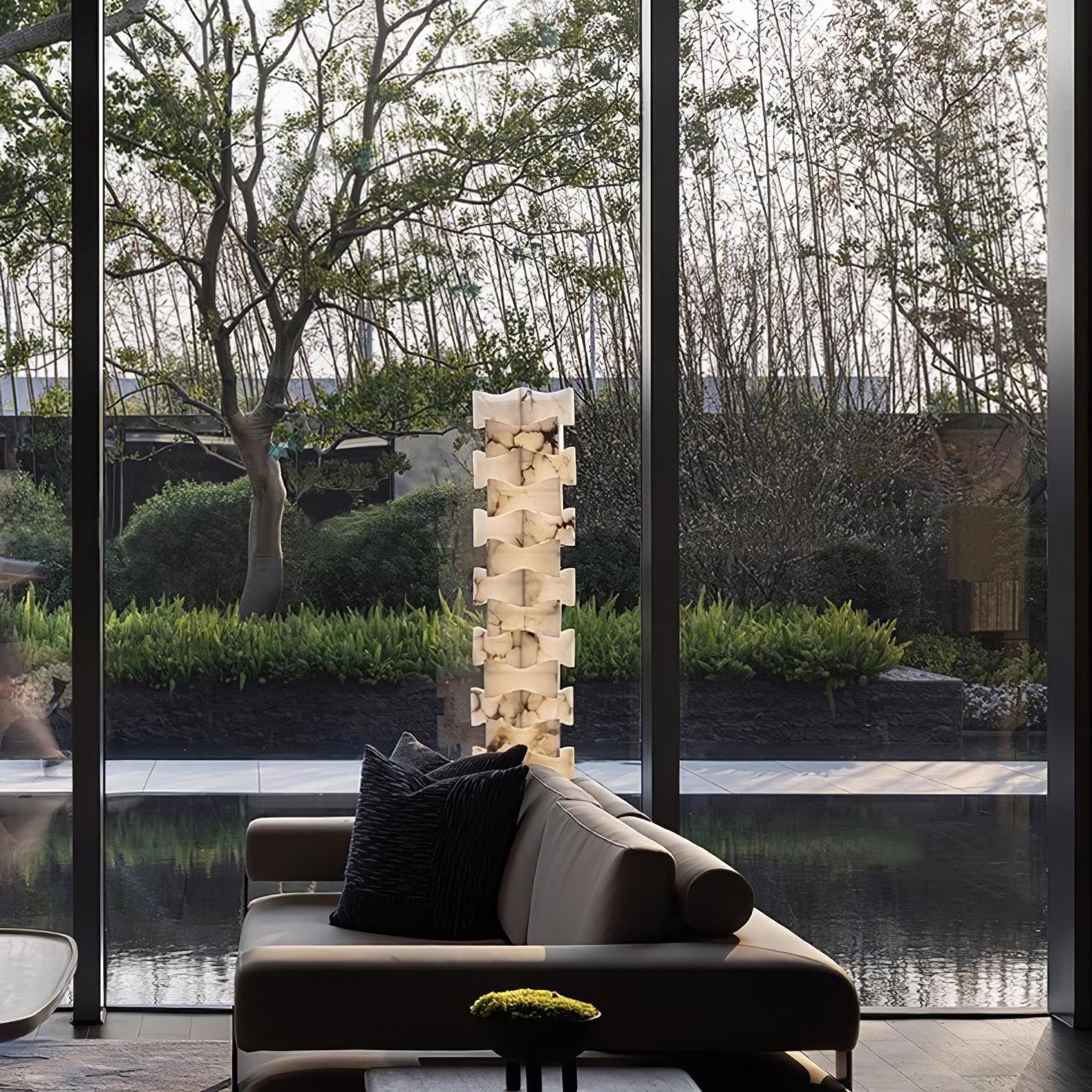 Alva Stacked Alabaster Floor Lamp