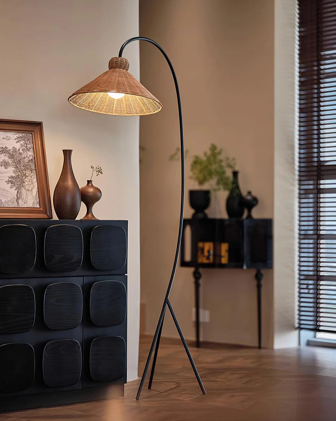 Swan Woven Floor Lamp