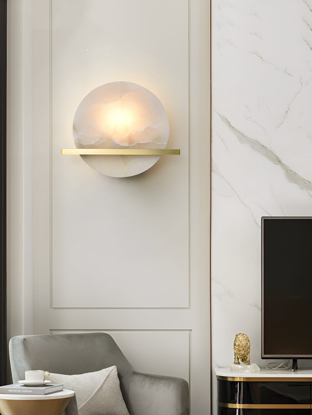 Vicky Alabaster Wall Sconce Round