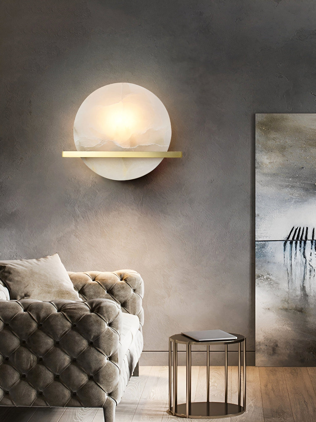Vicky Alabaster Wall Sconce Round