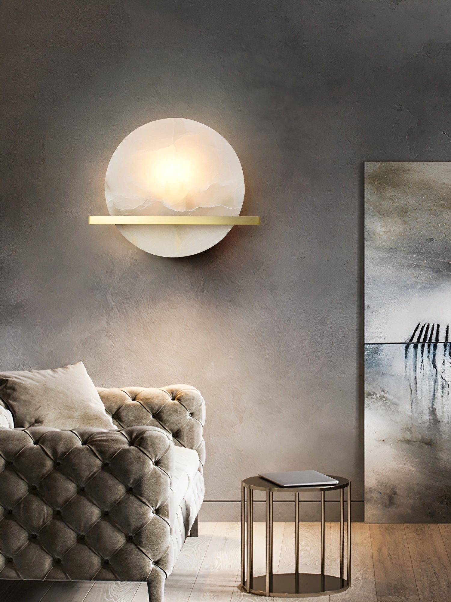 Vicky Alabaster Wall Sconce Round