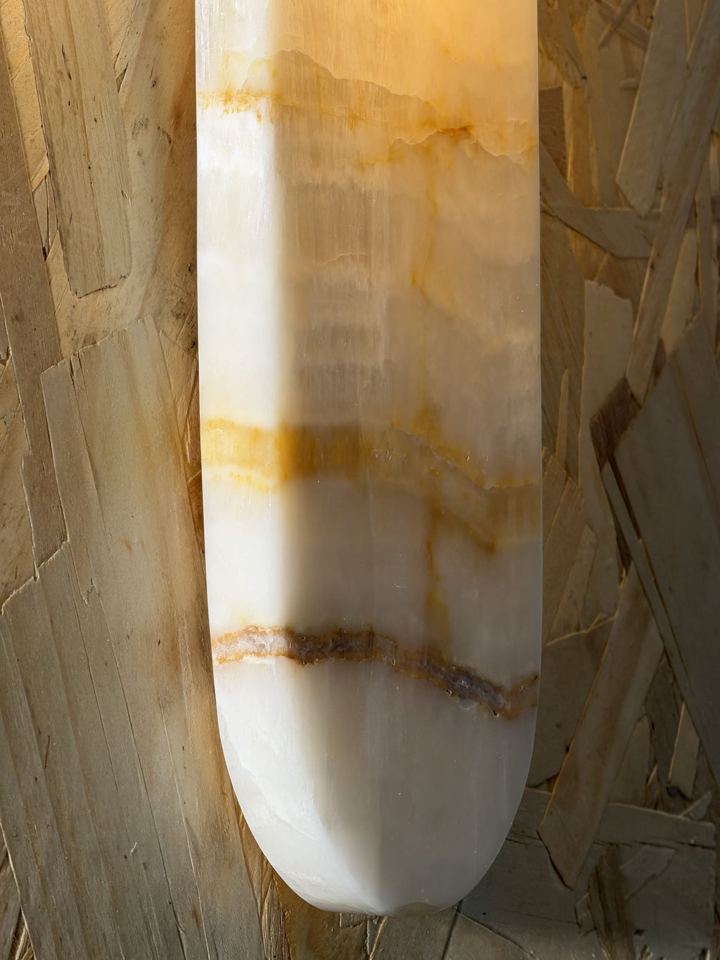White Onyx Sconce with Brown