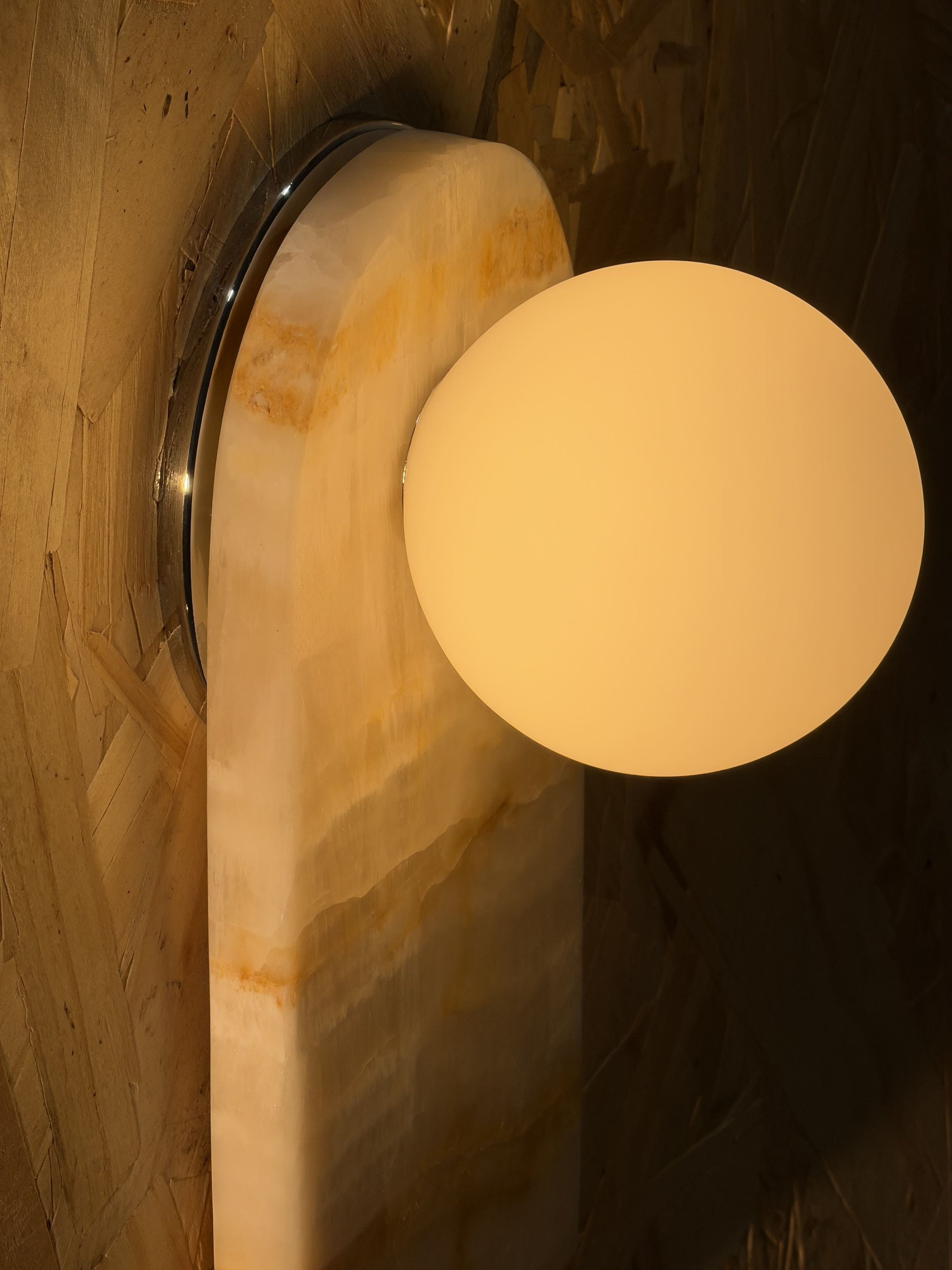 White Onyx Sconce with Brown