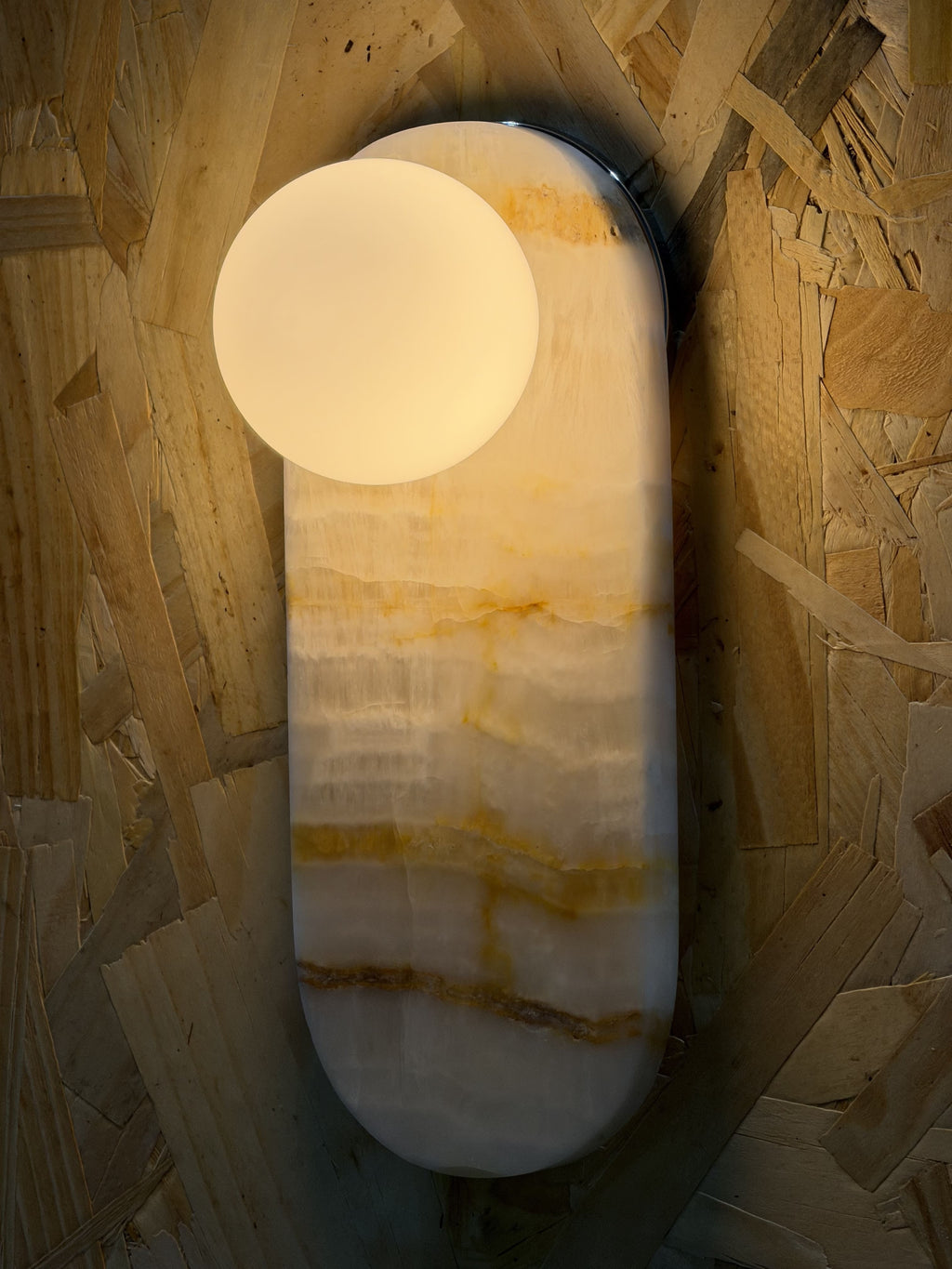 White Onyx Sconce with Brown