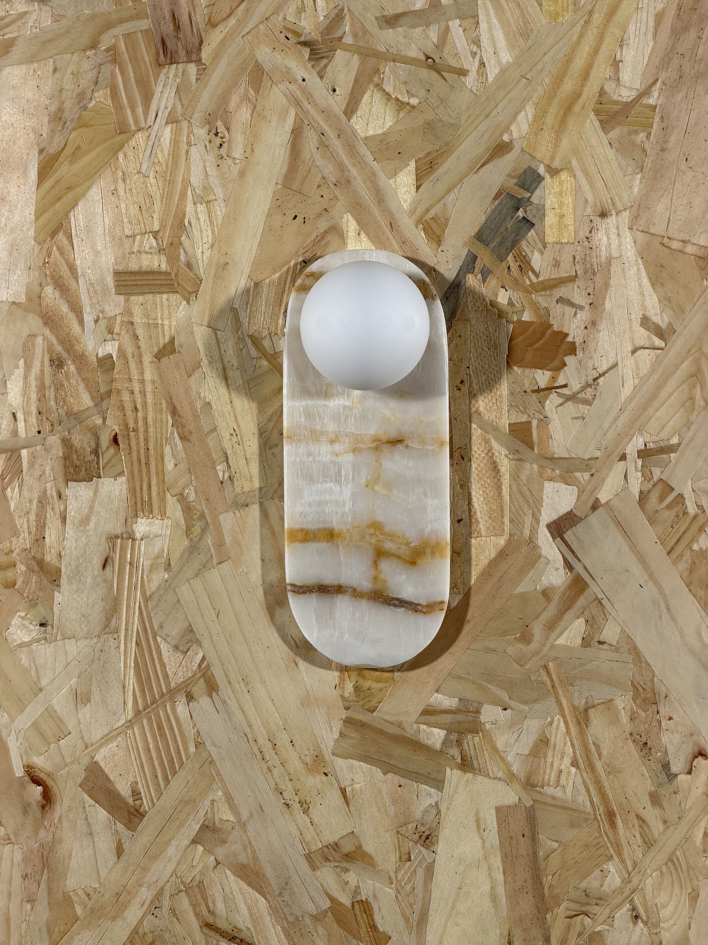 White Onyx Sconce with Brown