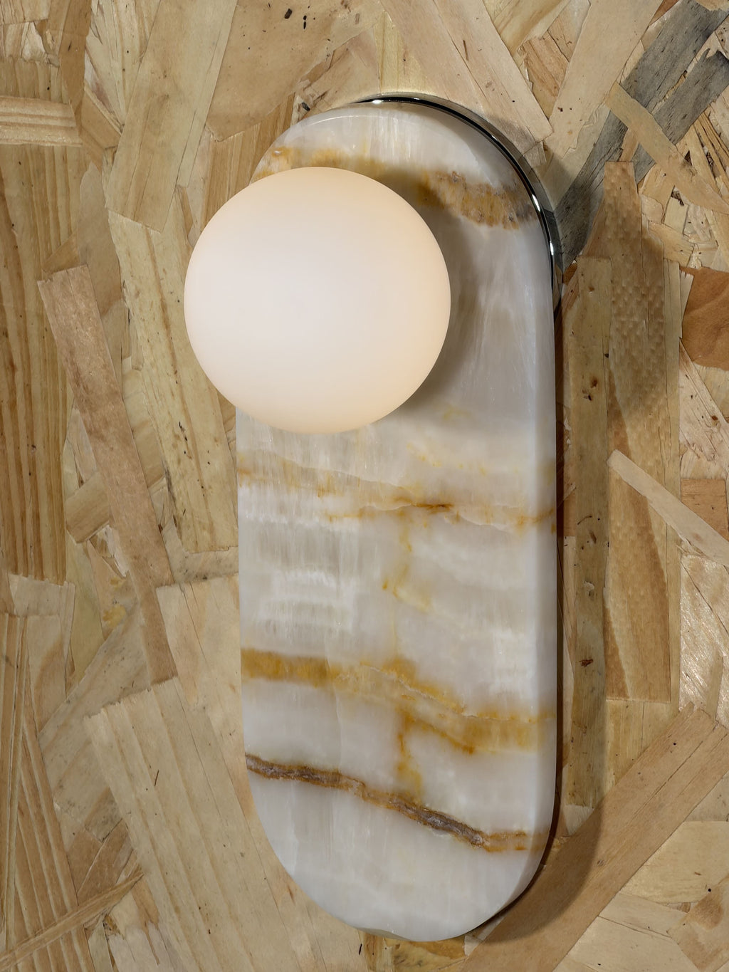 White Onyx Sconce with Brown