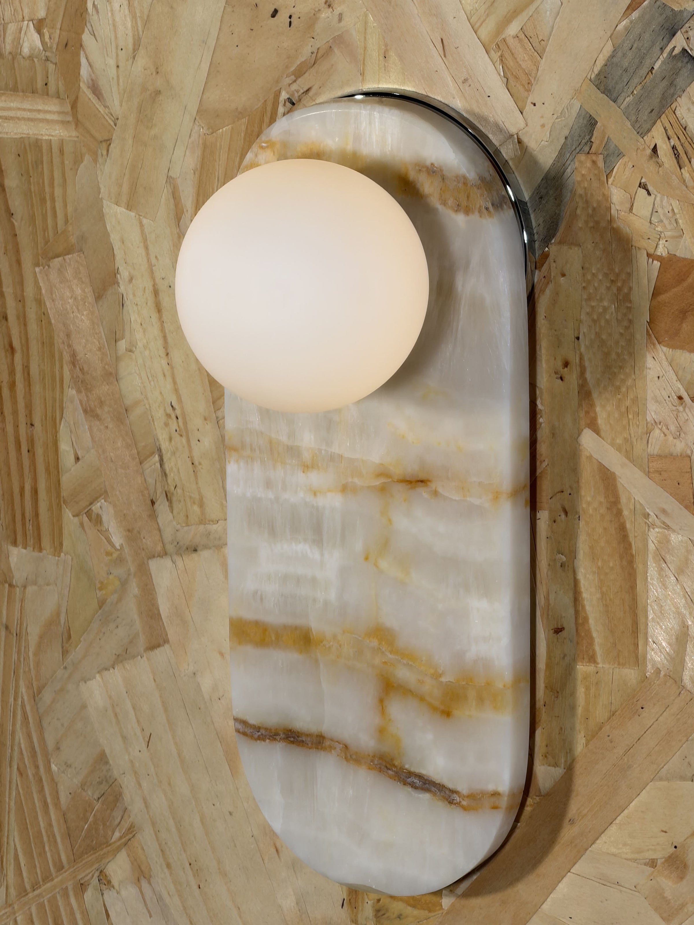 White Onyx Sconce with Brown