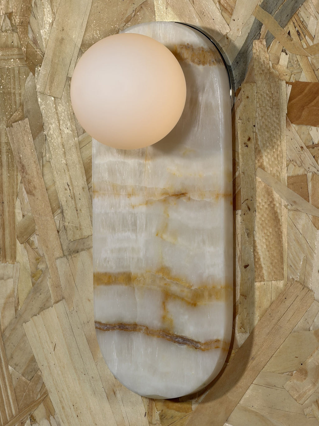 White Onyx Sconce with Brown