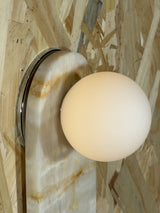 White Onyx Sconce with Brown