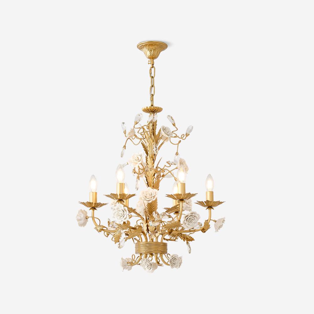 White Rose Crystal Chandelier
