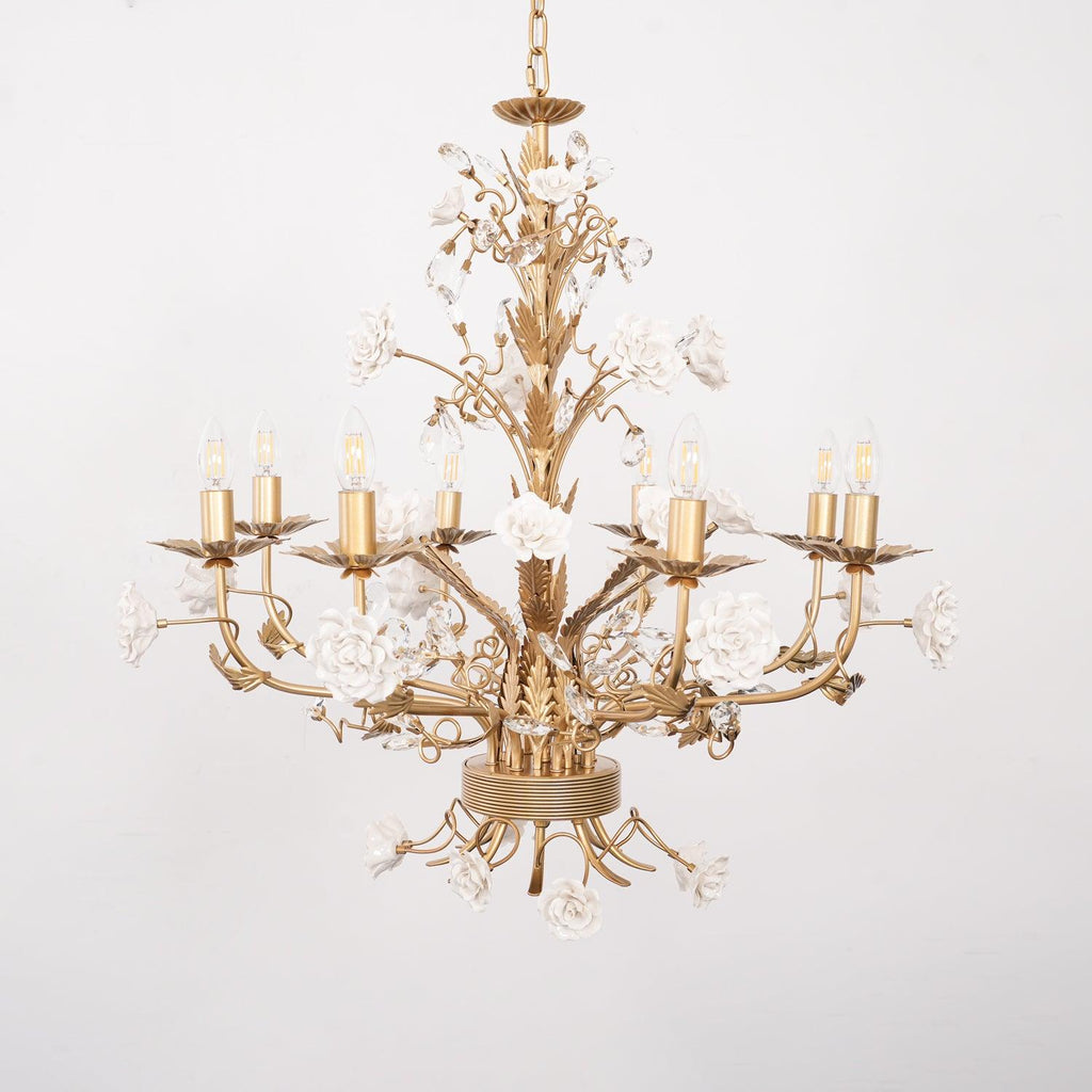 White Rose Crystal Chandelier