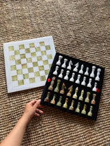 White and Jade Onyx Marble Chess Set