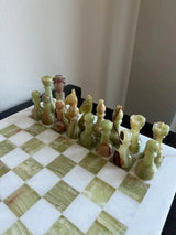 White and Jade Onyx Marble Chess Set