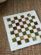 White and Jade Onyx Marble Chess Set